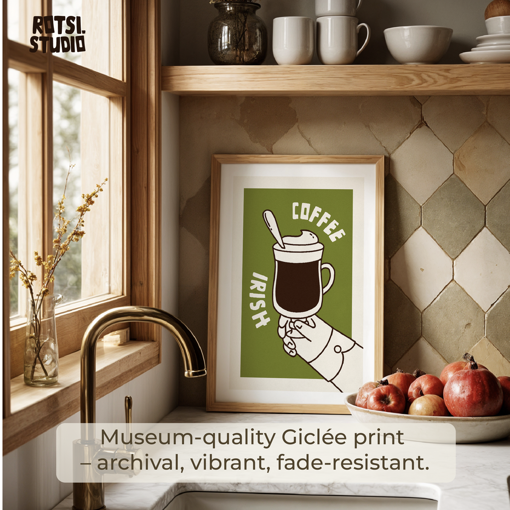 Irish Coffee Wall Art Print , Vintage Coffee Poster