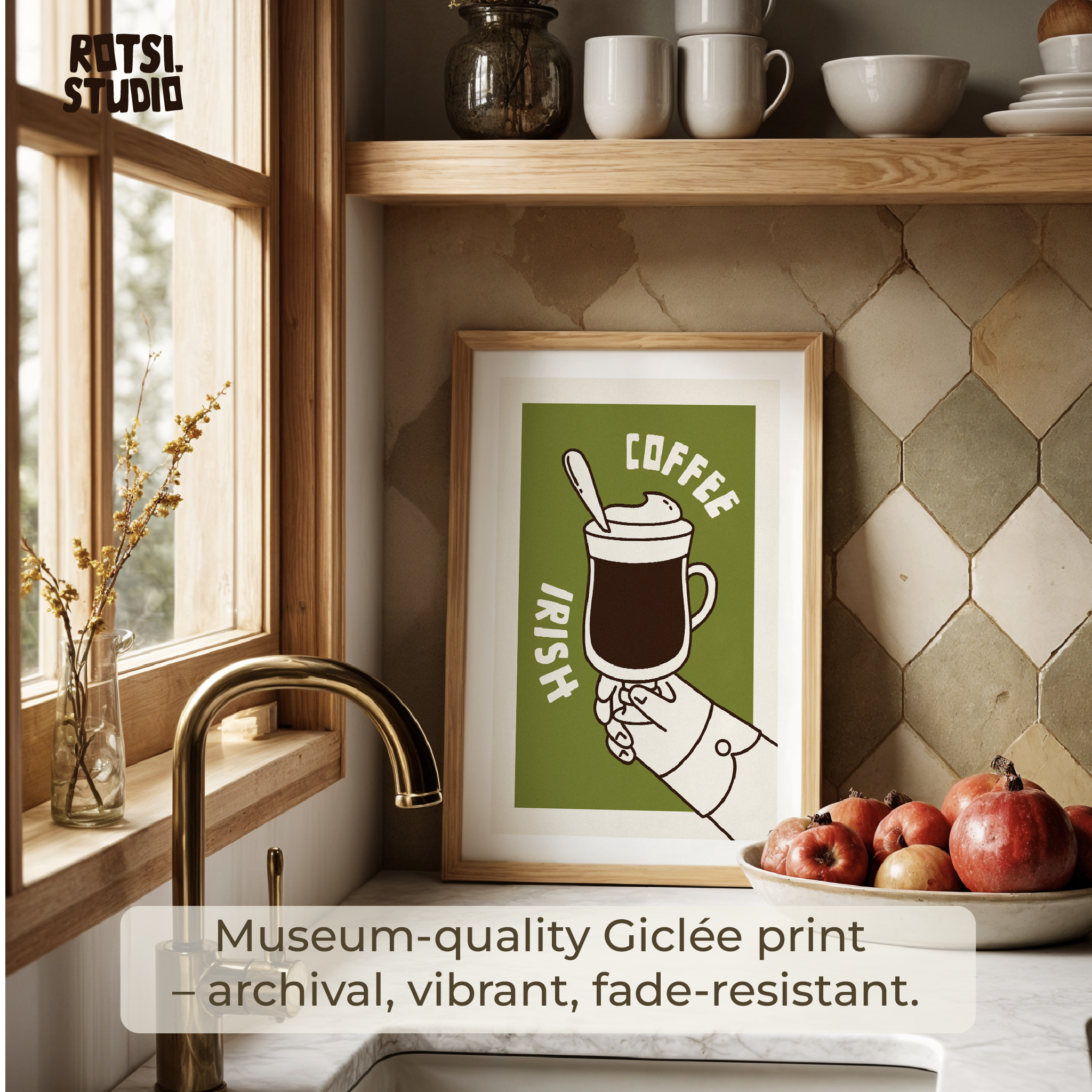 Irish Coffee Wall Art Print , Vintage Coffee Poster