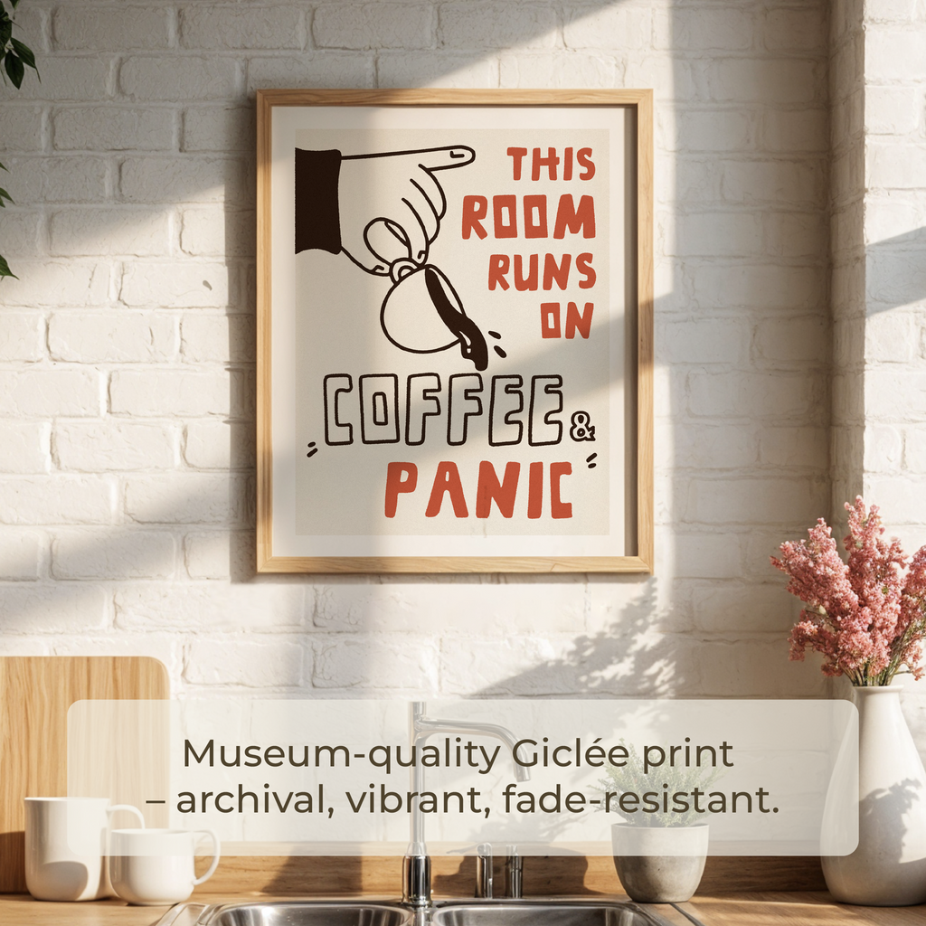 Funny Coffee Quote Poster: Home Office Wall Art