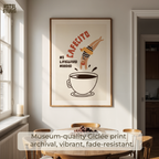 Cafecito Art Print: Retro Coffee Bar Decor