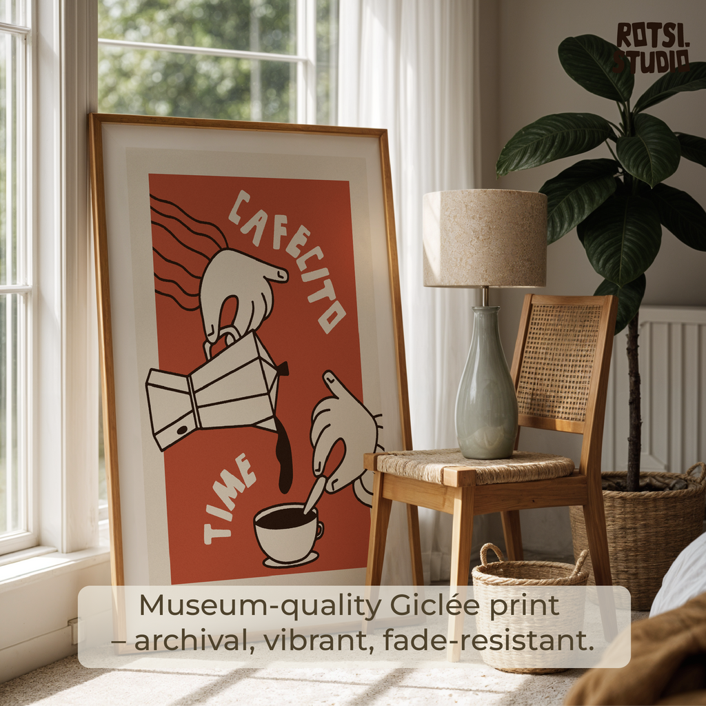 Cafecito Art Print: Latin Coffee Culture Poster