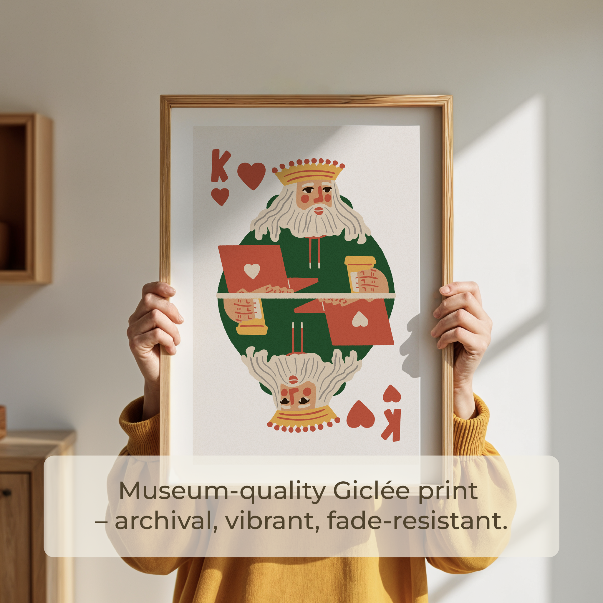 King of Hearts Art Print: Modern Playing Card Poster, Boss Office Decor