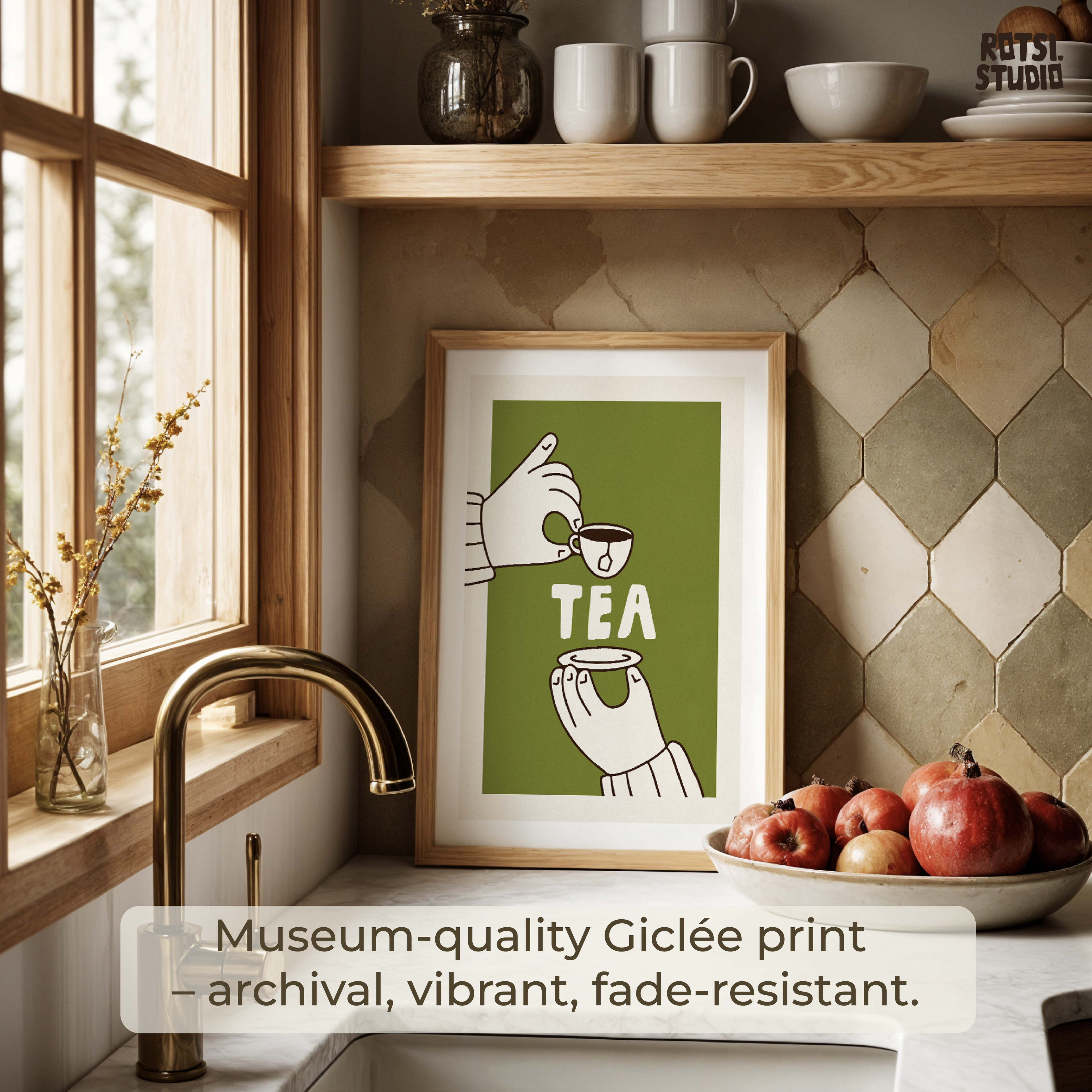 Tea Lover Gift Poster, Minimal Kitchen Decor