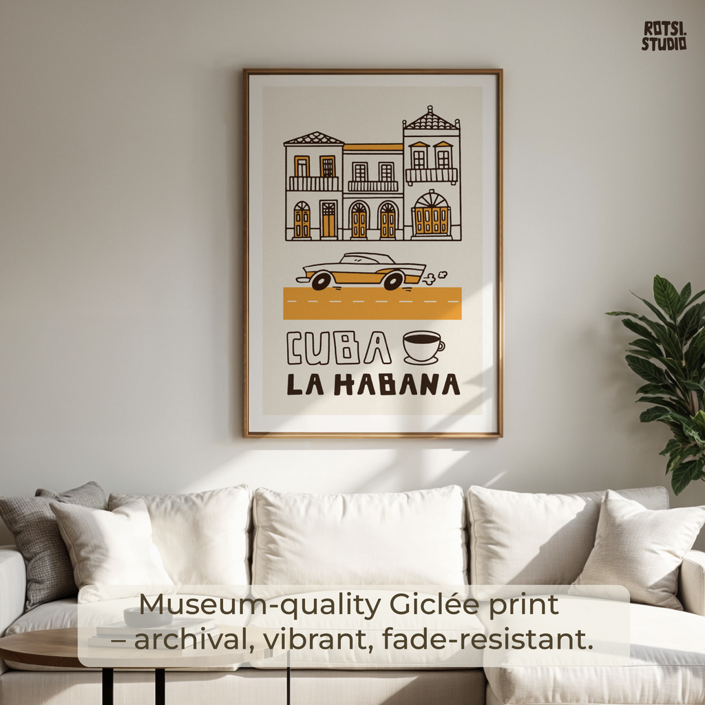 Cuba La Habana Wall Art Print, Vintage Travel Poster