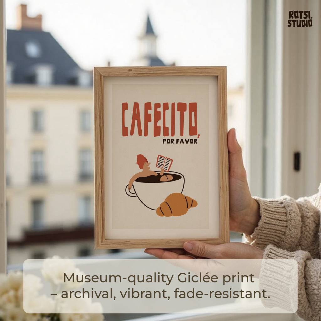 Cafecito Kitchen Print: Latina Coffee Quote Art