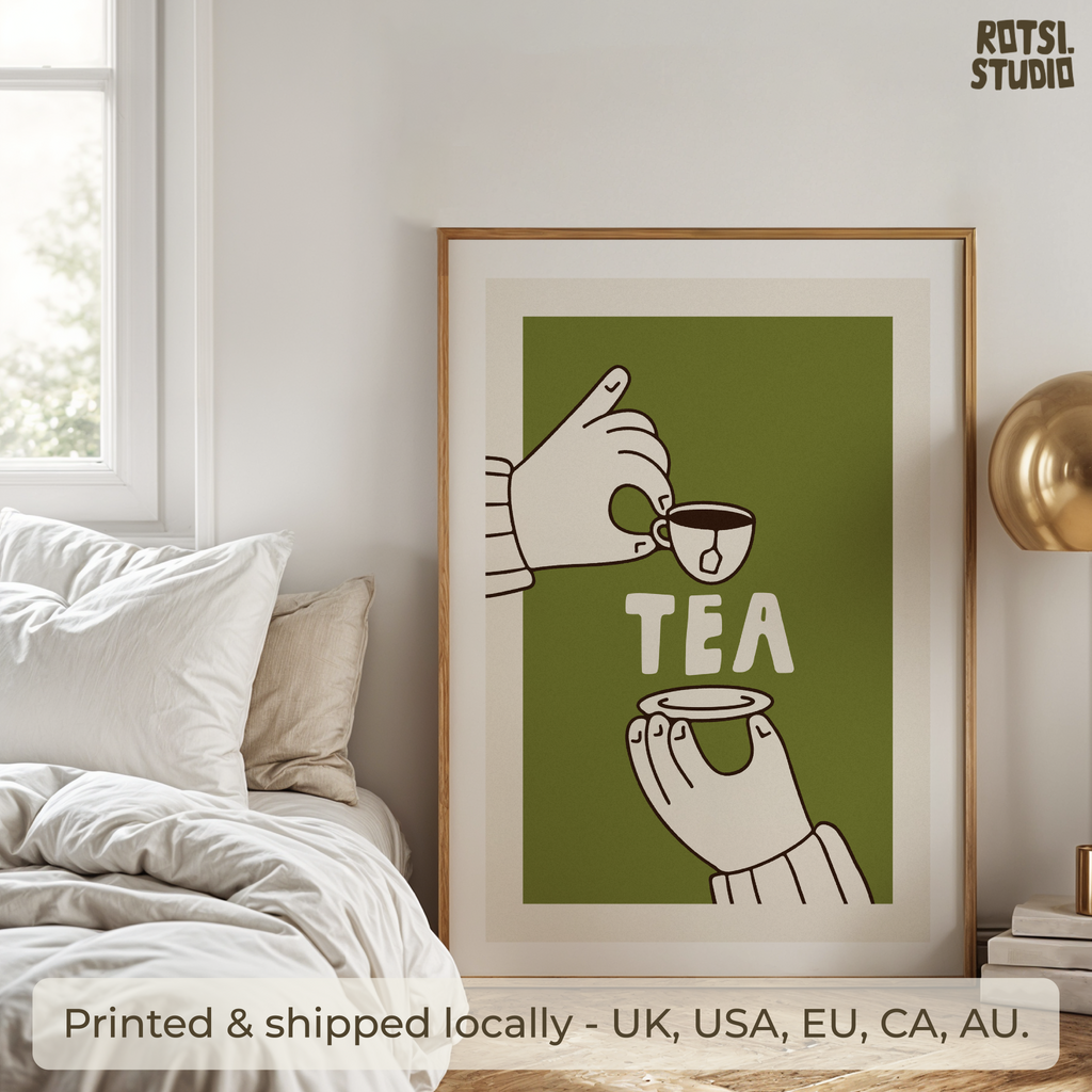 Tea Lover Gift Poster, Minimal Kitchen Decor
