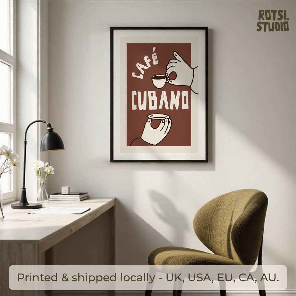 Cuban Coffee Poster,  Cafecito Lover Gift