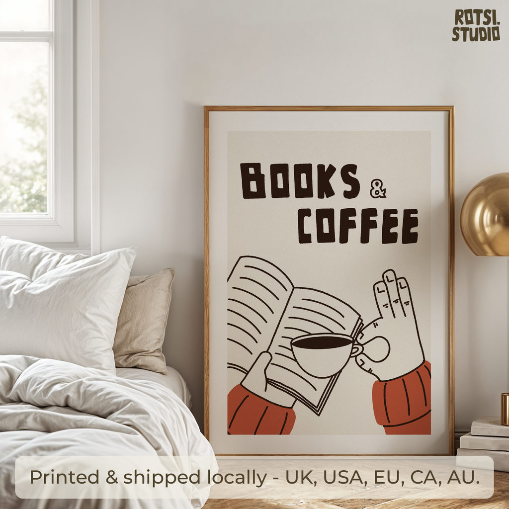 Books and Coffee Print: Reading Nook