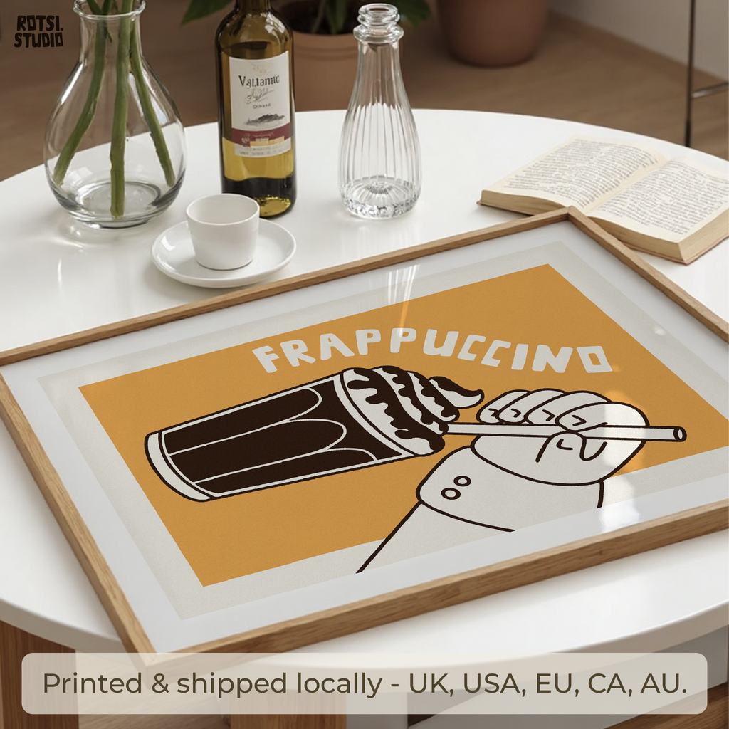 Frappuccino Poster, Coffee Wall Art Print