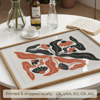 Modern Red & Black Abstract Floral Print