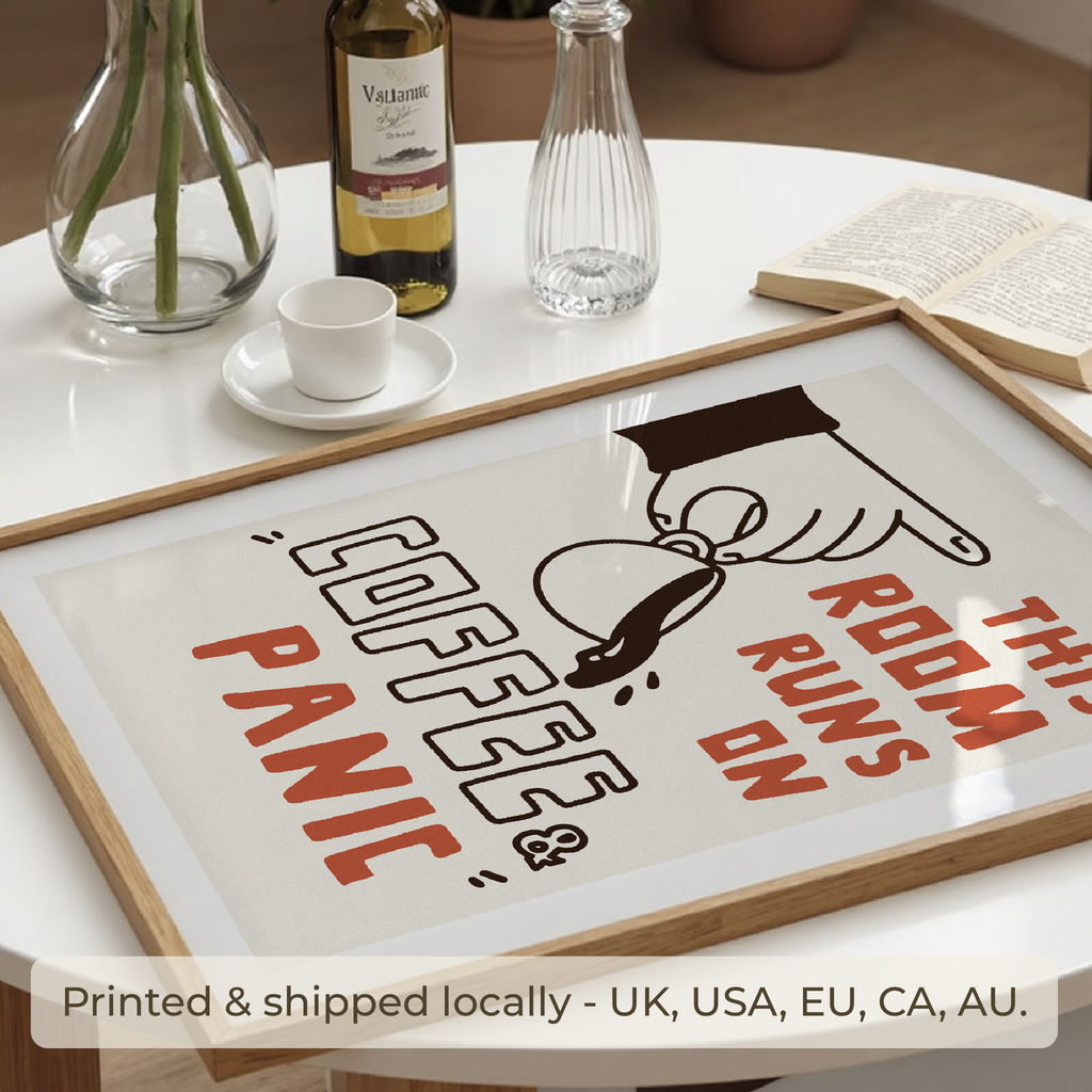 Funny Coffee Quote Poster: Home Office Wall Art