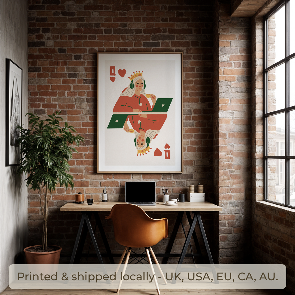 Queen of Hearts Poster, Boss Lady Office Decor
