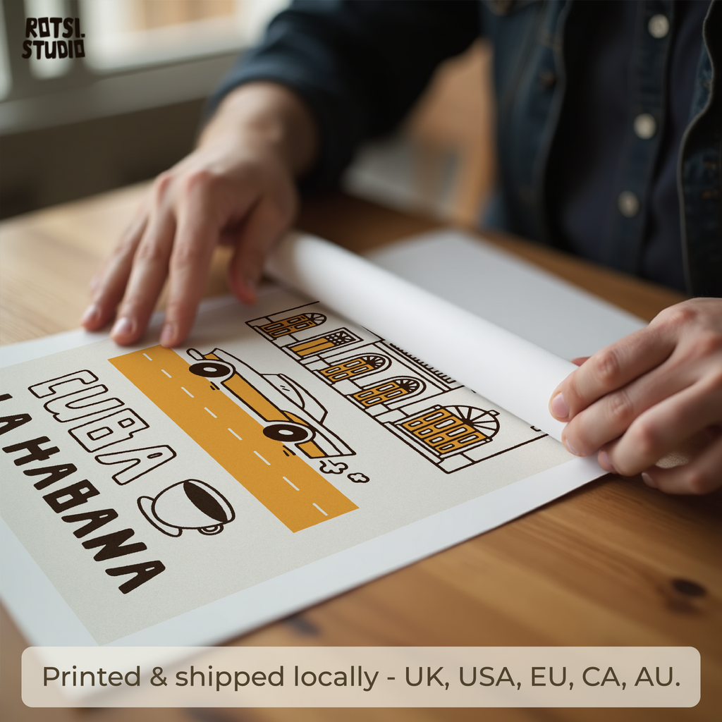 Cuba La Habana Wall Art Print, Vintage Travel Poster