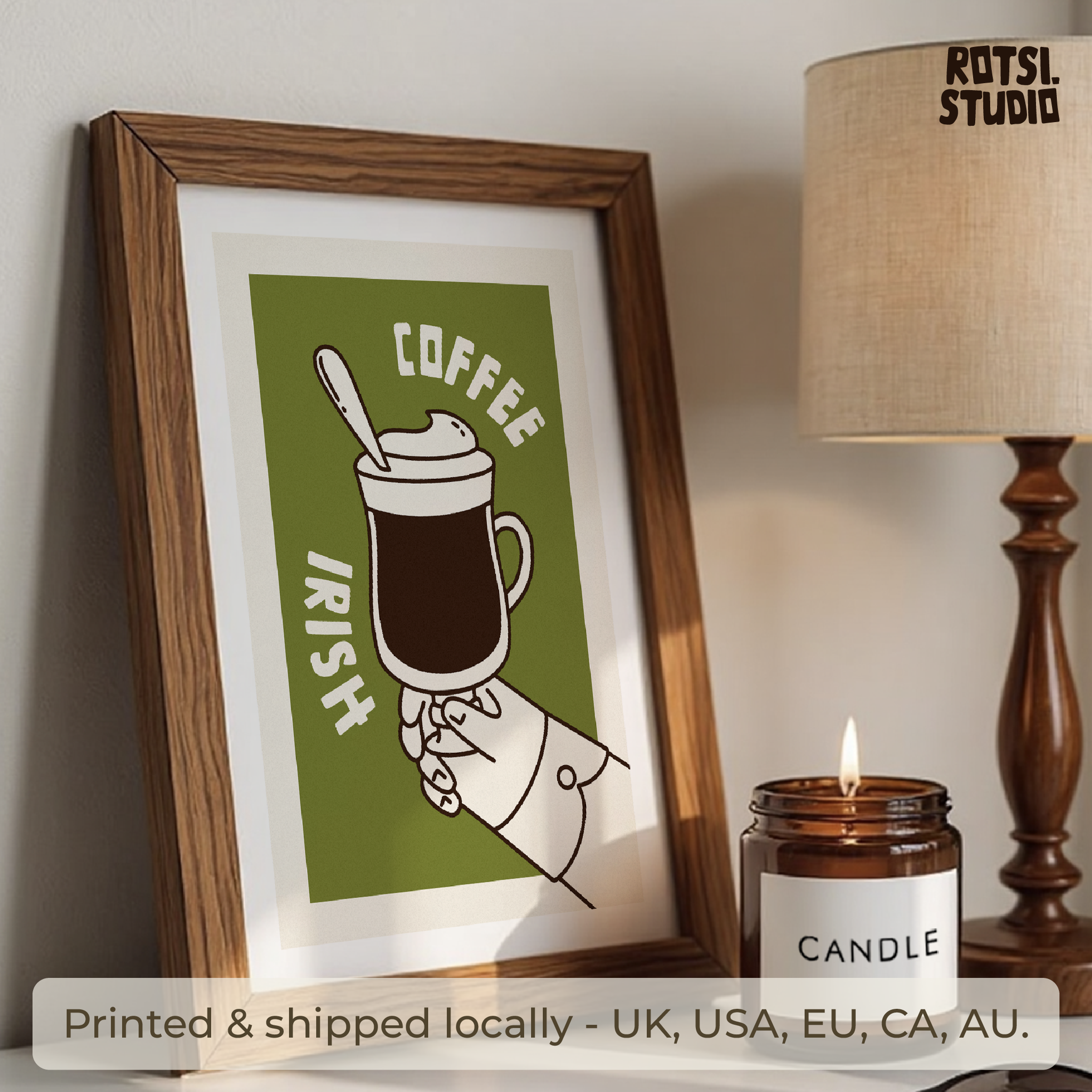 Irish Coffee Wall Art Print , Vintage Coffee Poster