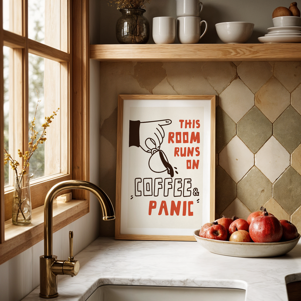 Funny Coffee Quote Poster: Home Office Wall Art