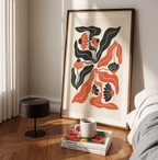 Modern Red & Black Abstract Floral Print