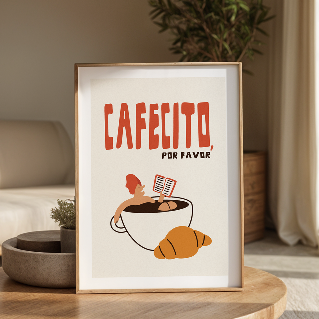 Cafecito Kitchen Print: Latina Coffee Quote Art