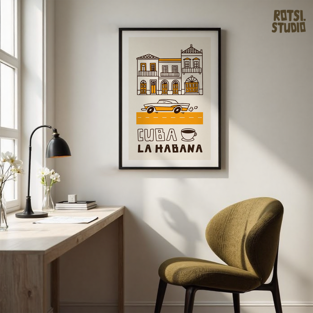 Cuba La Habana Wall Art Print, Vintage Travel Poster