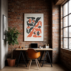 Modern Red & Black Abstract Floral Print