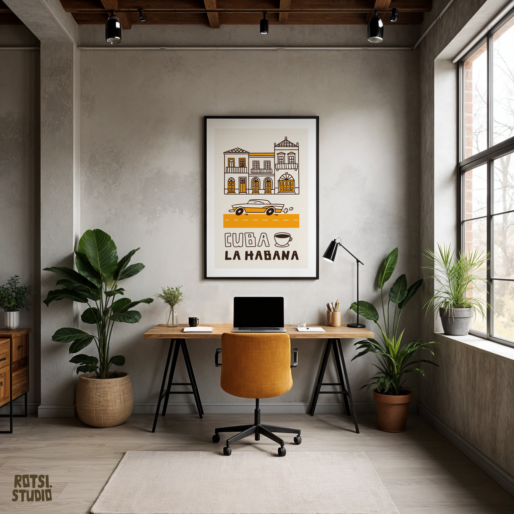 Cuba La Habana Wall Art Print, Vintage Travel Poster