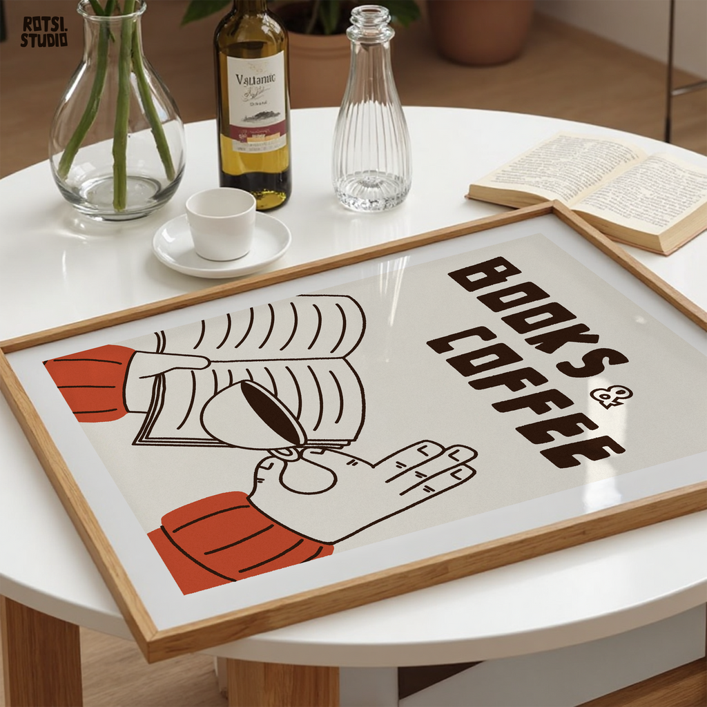 Books and Coffee Print: Reading Nook