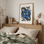 Blue Floral Art Print: Feminine Workspace Decor