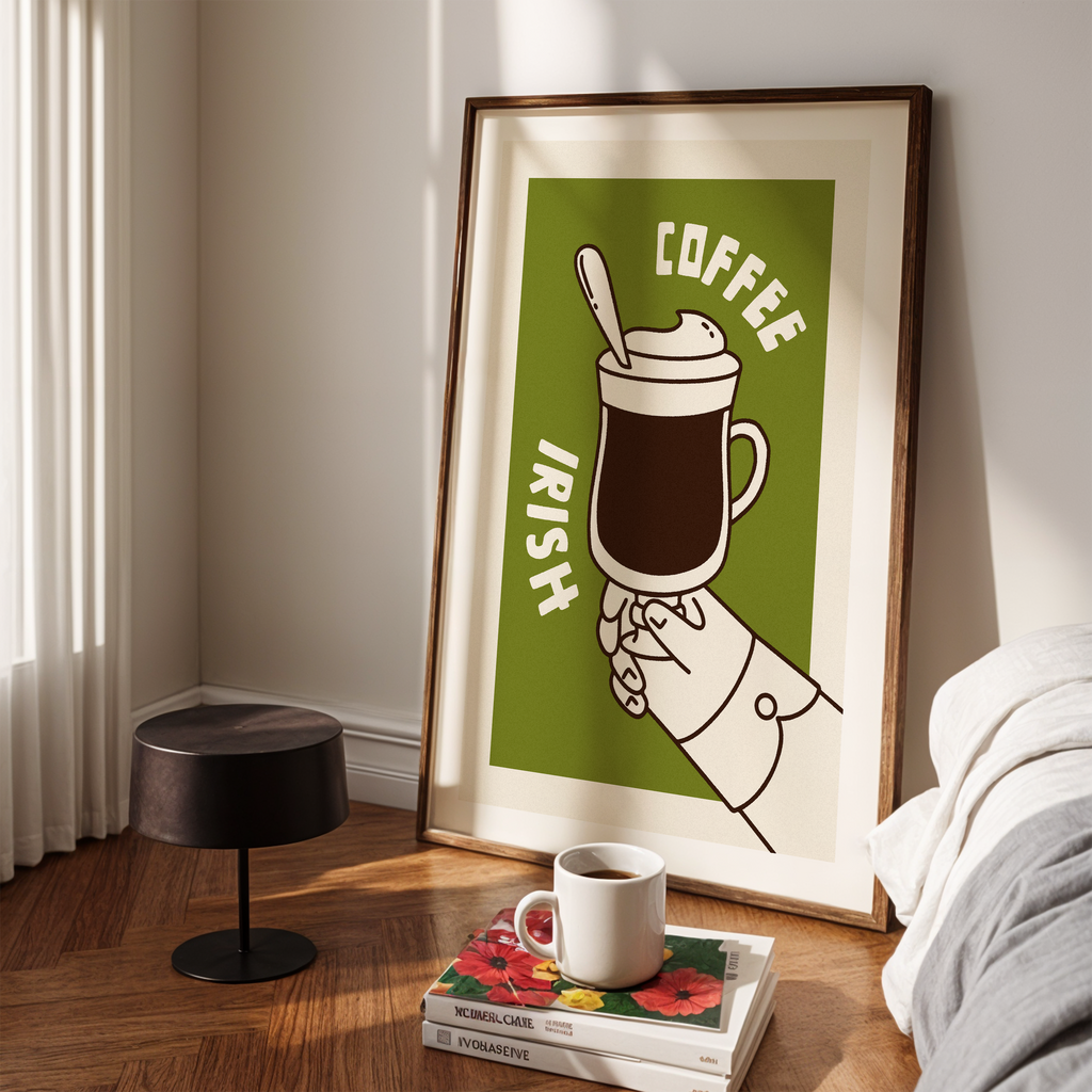 Irish Coffee Wall Art Print , Vintage Coffee Poster
