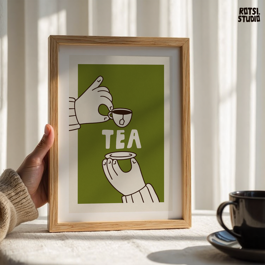 Tea Lover Gift Poster, Minimal Kitchen Decor
