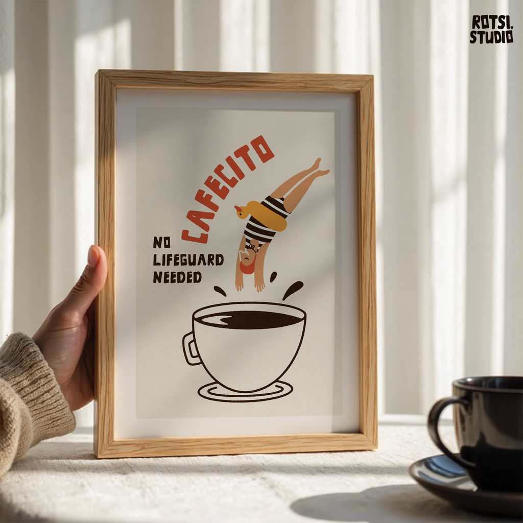 Cafecito Art Print: Retro Coffee Bar Decor