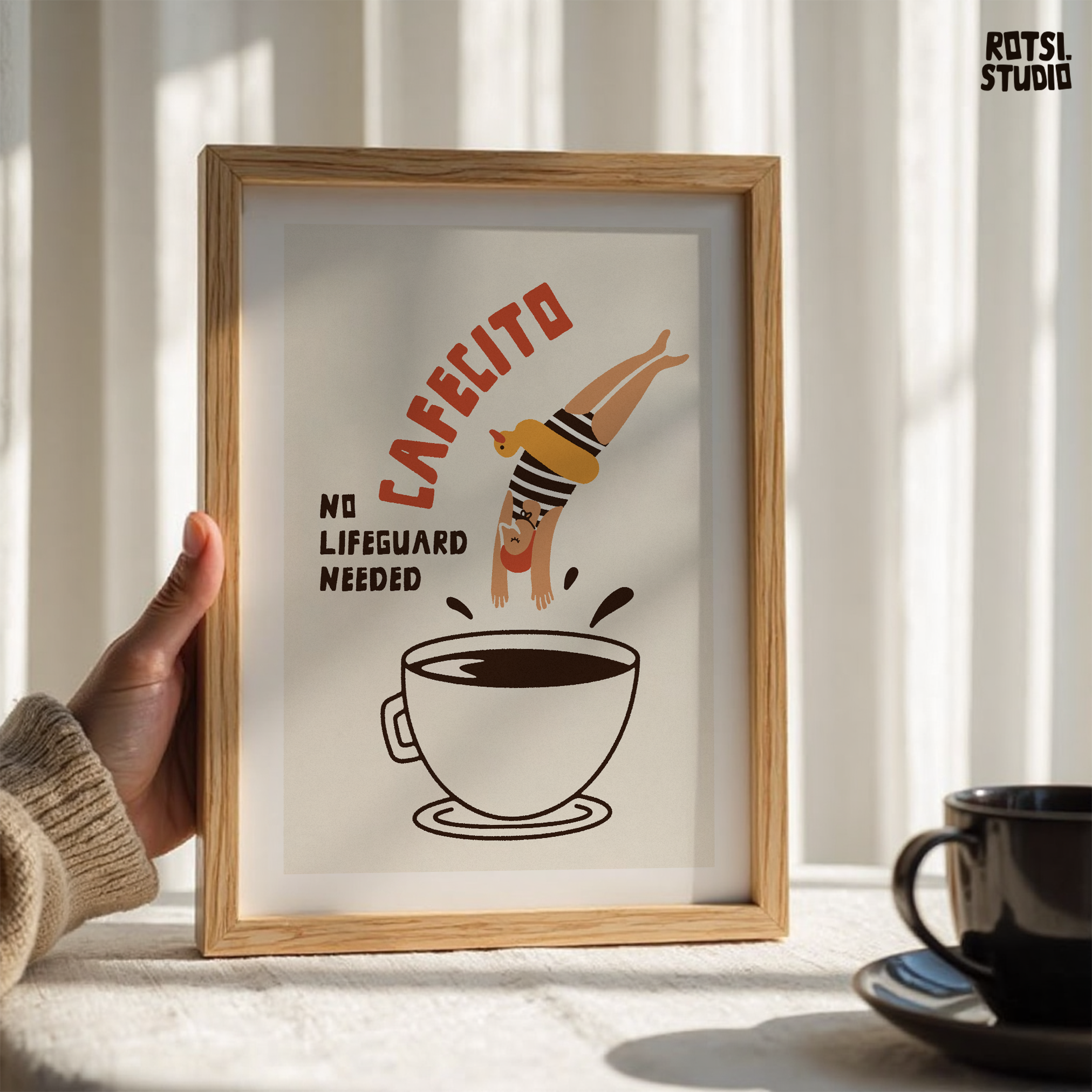 Cafecito Art Print: Retro Coffee Bar Decor