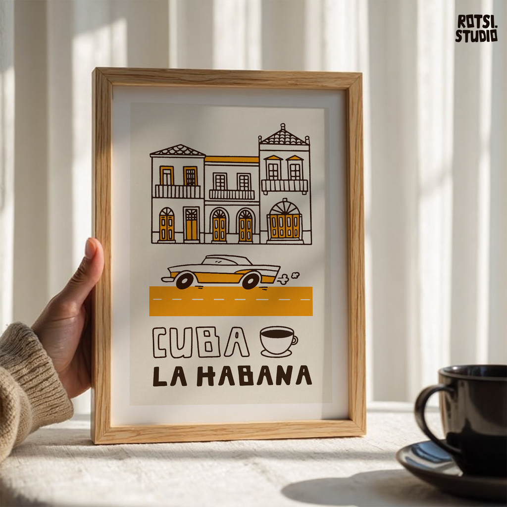 Cuba La Habana Wall Art Print, Vintage Travel Poster