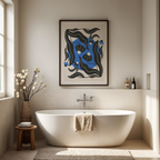 Blue Floral Art Print: Feminine Workspace Decor