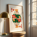 King of Hearts Art Print: Modern Playing Card Poster, Boss Office Decor