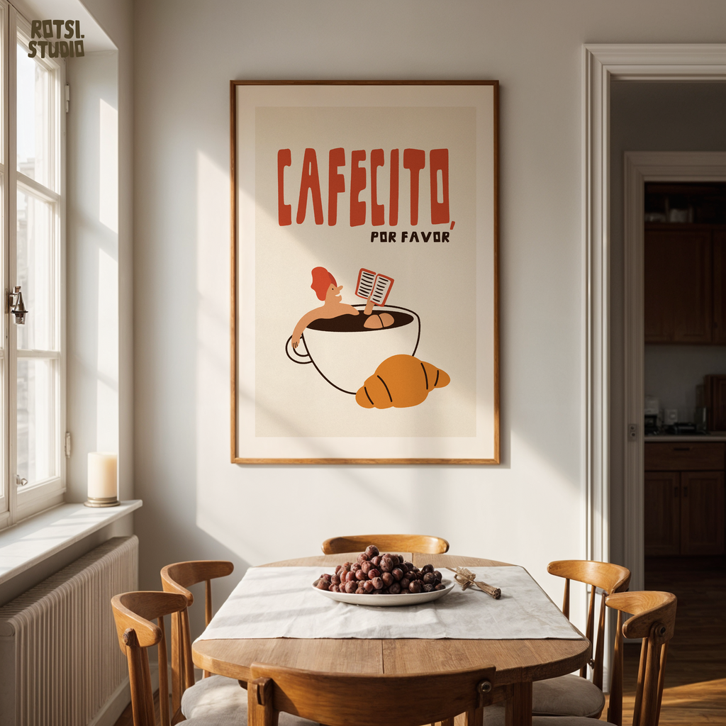 Cafecito Kitchen Print: Latina Coffee Quote Art