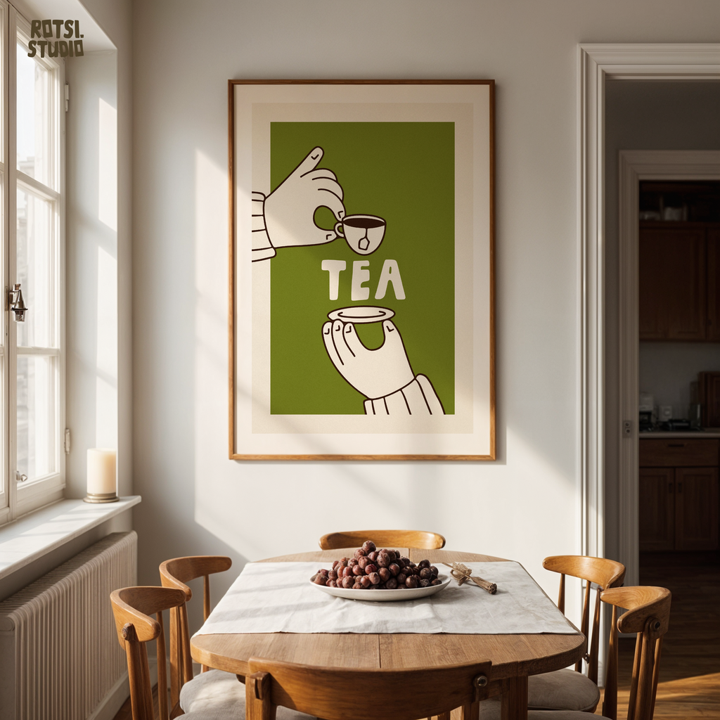 Tea Lover Gift Poster, Minimal Kitchen Decor
