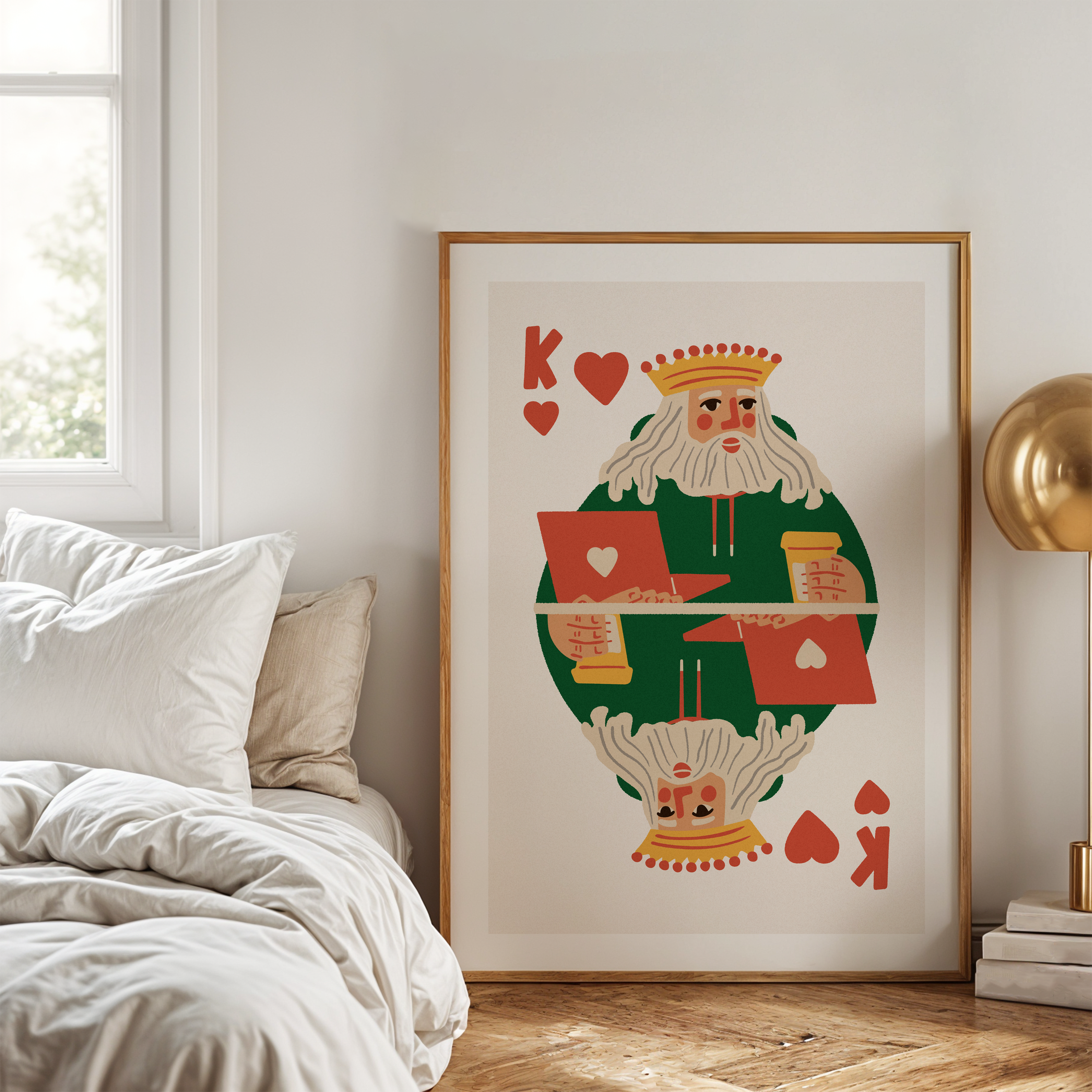 King of Hearts Art Print: Modern Playing Card Poster, Boss Office Decor