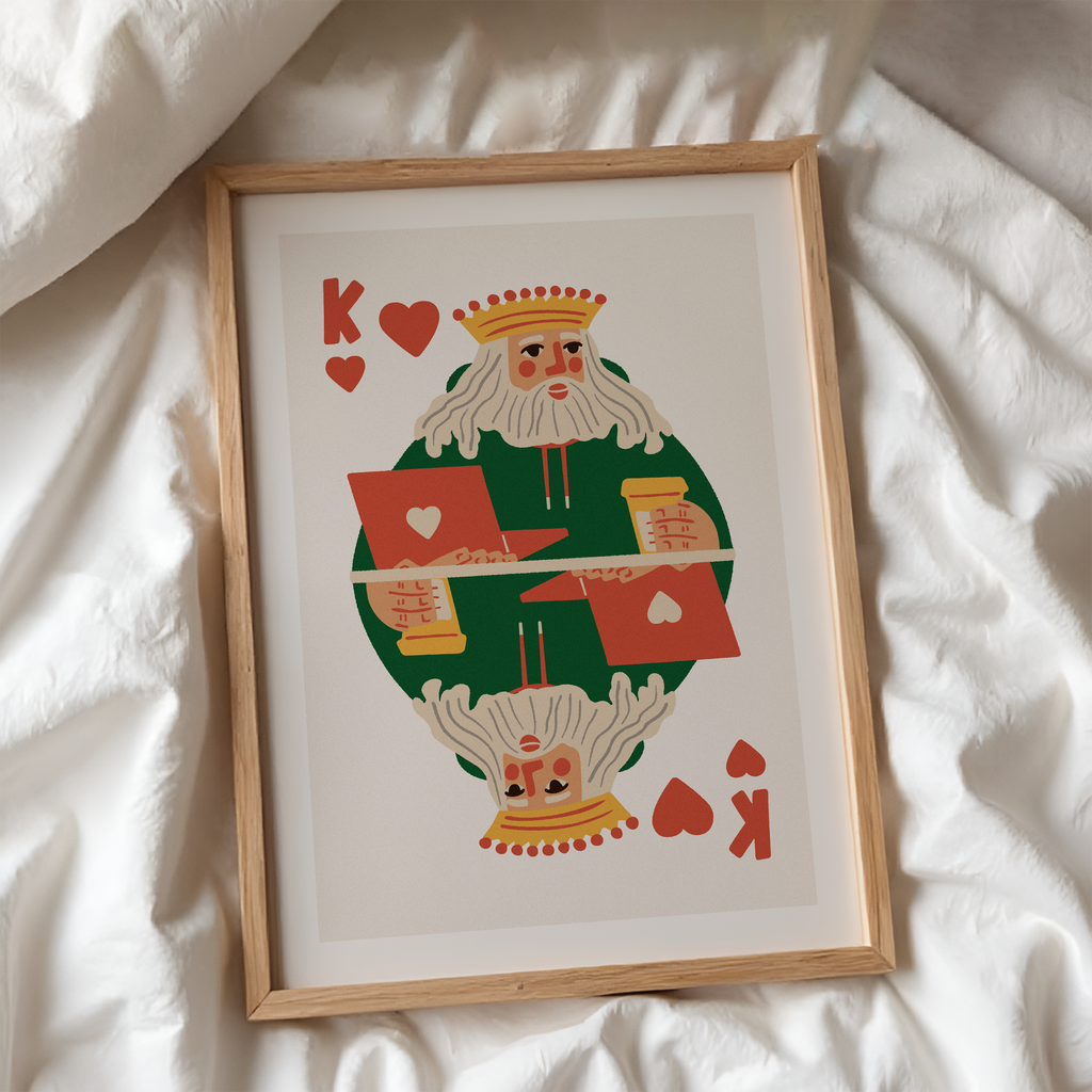 King of Hearts Art Print: Modern Playing Card Poster, Boss Office Decor
