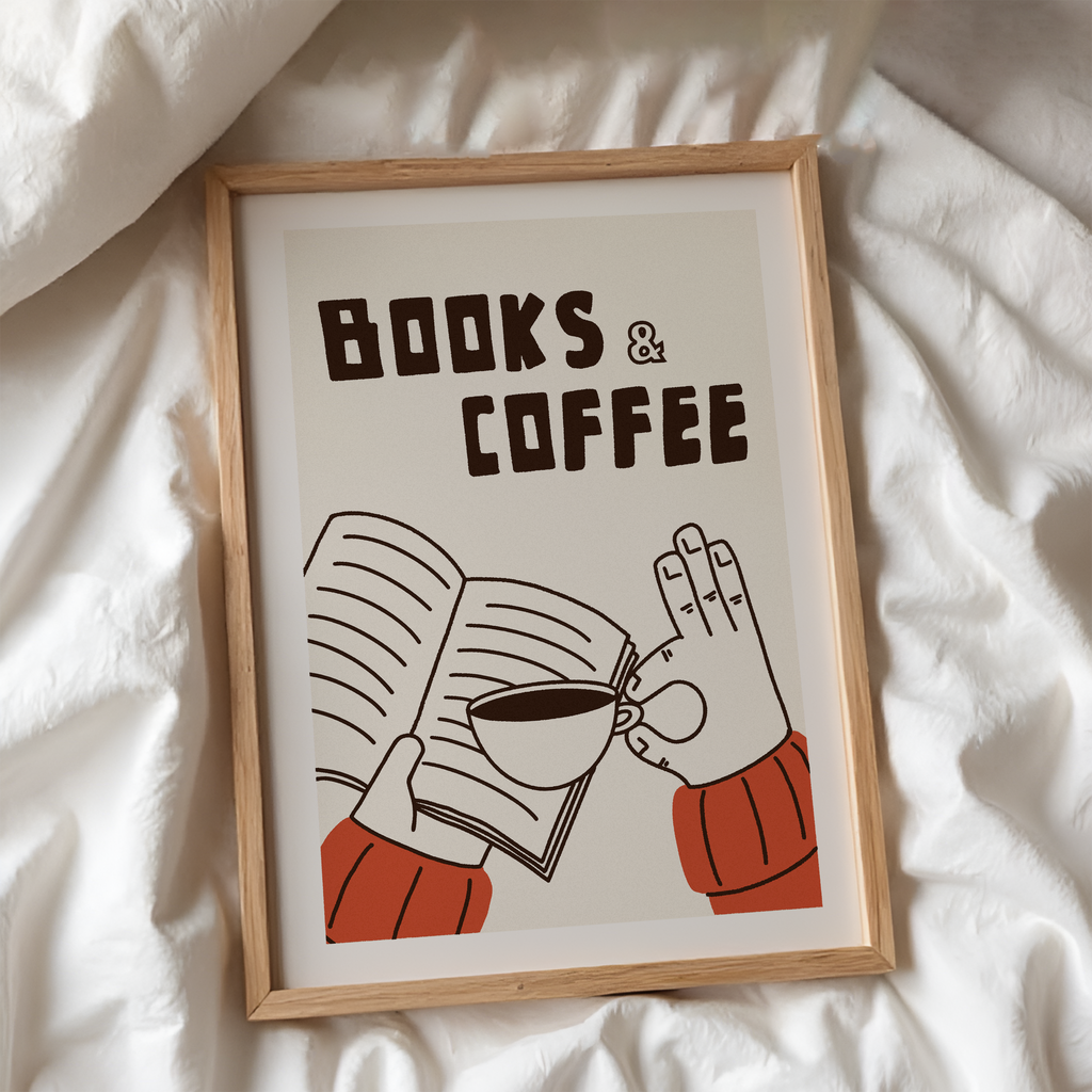 Books and Coffee Print: Reading Nook
