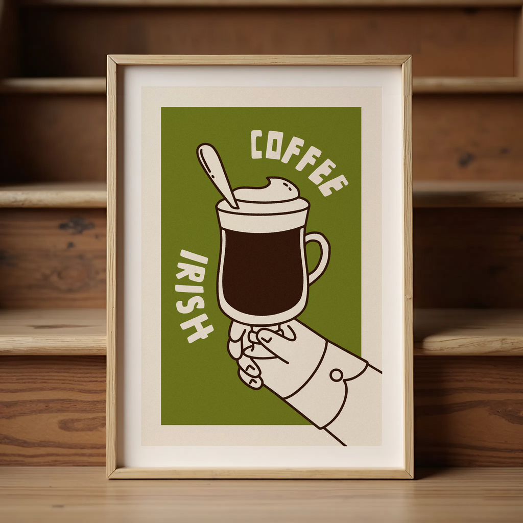Irish Coffee Wall Art Print , Vintage Coffee Poster