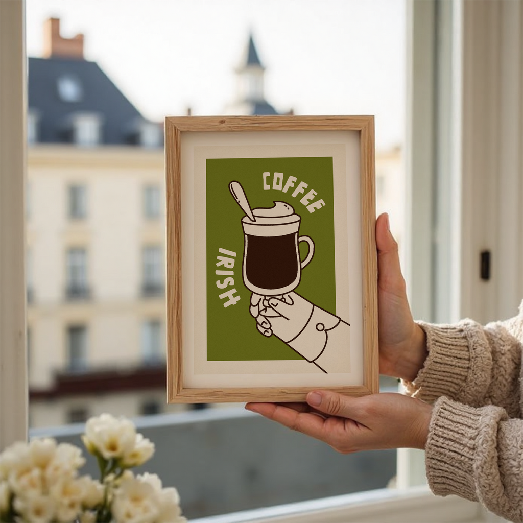 Irish Coffee Wall Art Print , Vintage Coffee Poster