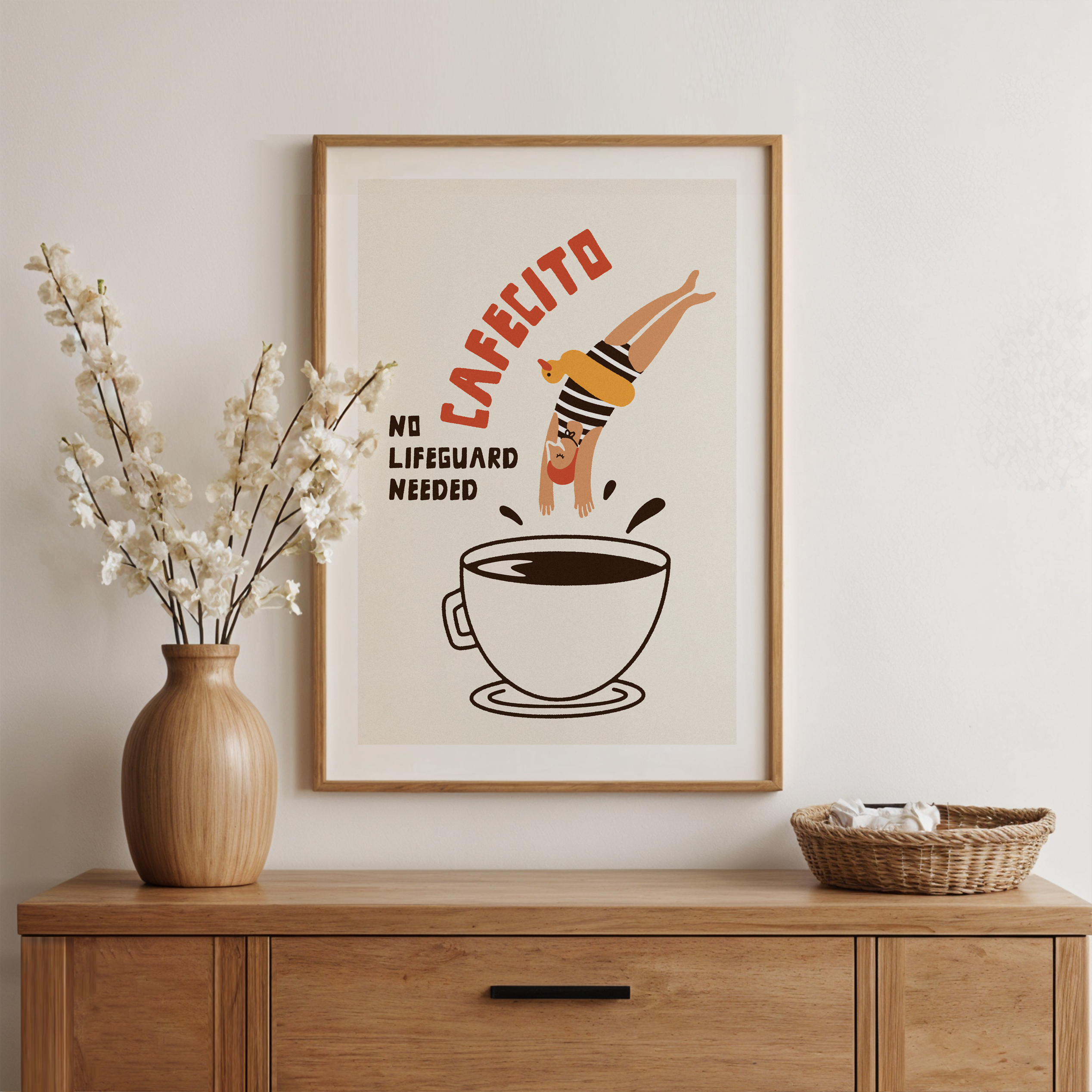 Cafecito Art Print: Retro Coffee Bar Decor